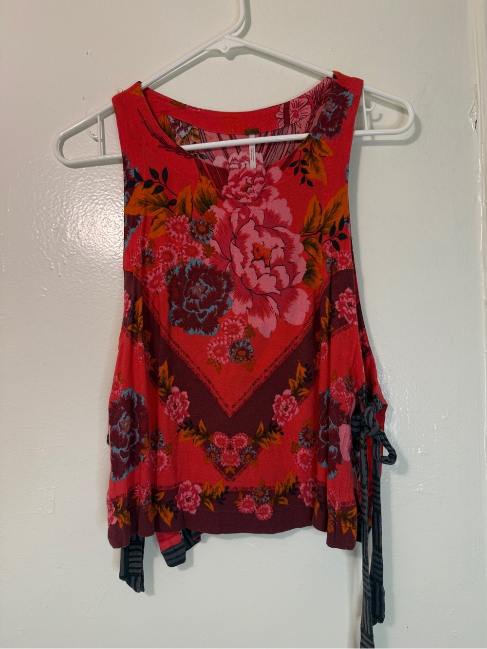 Free People Floral Scarf Print Side-Tie Tank - Boho Festival Aesthetic